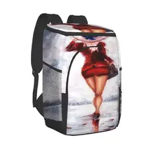 Refrigerator Bag Oil Painting Woman In Paris Soft Large Insulated Cooler Backpack Thermal Fridge Travel Beach Beer Bag