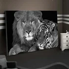 Настенная картина с изображением диких животных, Лев, планшетов, черного и белого цветов, Современный домашний декор, картина для гостиной