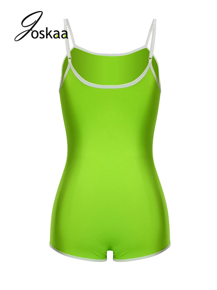 

Joskaa Summer Solid Night Club Outfits For Women Sexy Spaghetti Strap Backless Skinny Playsuits 2021 Vacation Beach Clothing