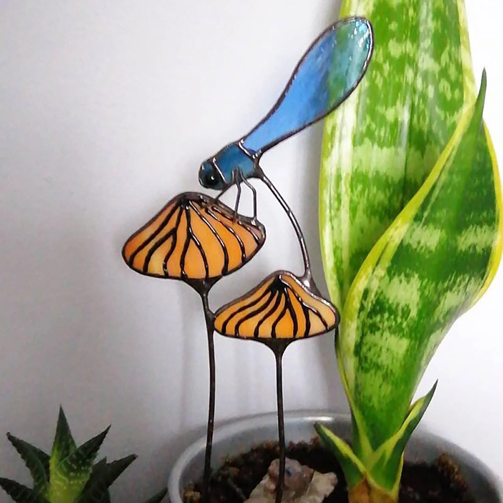 Железная Стрекоза ворс украшение для сада наружное растение искусственное