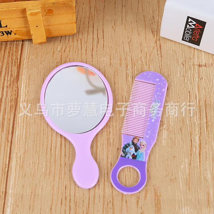 2 шт./компл. disney замороженные мультфильм дети зеркало+ расческа Кукла Эльза аксессуары девушка подарок на день рождения косметическая игрушка портативное детское зеркало