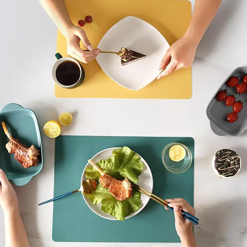 

Brand new silicone waterproof placemat table mat heat insulation non-slip washable durable kitchen placemat table mat