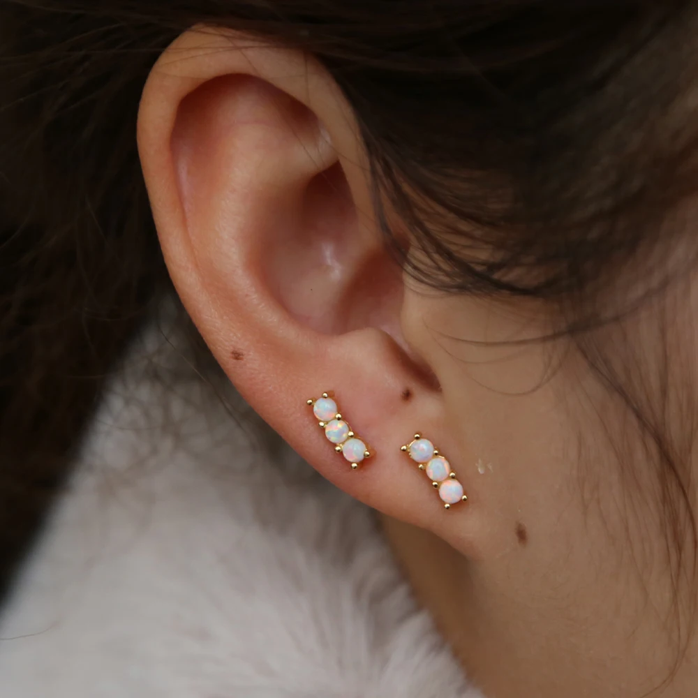 2021 модные потрясающие серьги с тремя опалами в форме гусеницы для девушек женщин