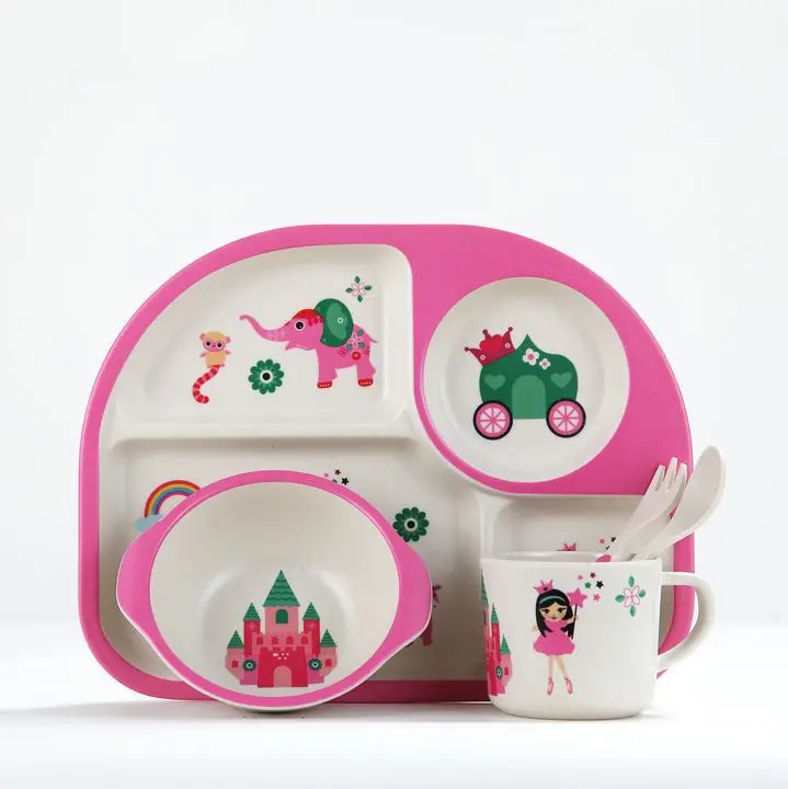 5 шт./компл. миски для кормления детей милый контейнер еды из бамбукового волокна