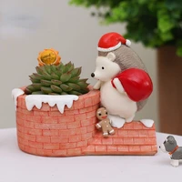 creative christmas gift flowerpot lovely hedgehog diary succulent plant flower desktop decorative speaker ornament