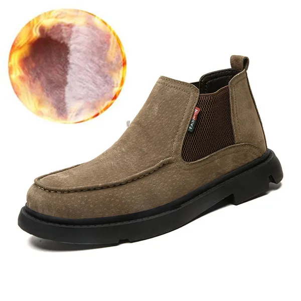 2019 ботинки Челси мужские замшевые без шнурков Мужская зимняя обувь Повседневные