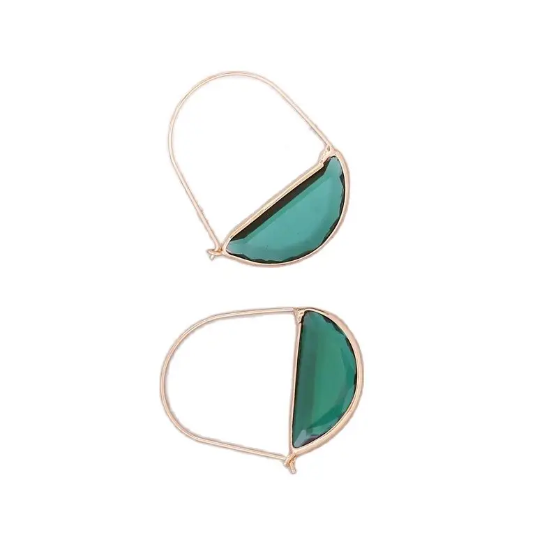 

2pcs Transparent Glass Earrings Multicolor Trendy Geometric Lock Earrings Minimalist Jewelry Gifts for Women