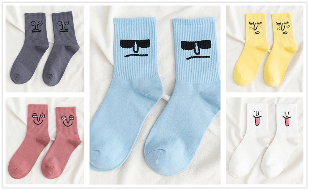 5 pairs 5 пар/упак. унисекс сюрприз Средние мужские носки Harajuku ColorfulWinter смешные мужские носки 100 Хлопок Kawaii Размер 35-42 - Цвет: 5 pairs
