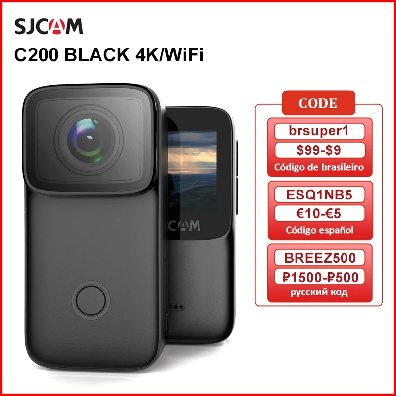 للبيع SJCAM C200 عمل كاميرا 4K 16MP NTK96660 واي فاي الدوران المضادة للاهتزاز ليلة Nision 40 متر مقاوم للماء الرياضة DV كاميرا ويب الإبهام الكاميرا