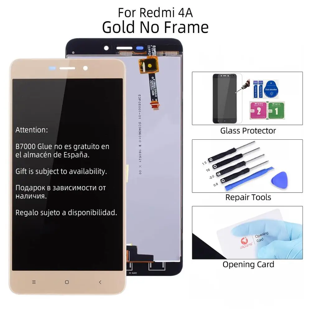 5," дисплей для XIAOMI Redmi 4A, сенсорный ЖК-экран с рамкой, ЖК-дисплей для XIAOMI Redmi 4A, запасные части - Цвет: No Frame Gold