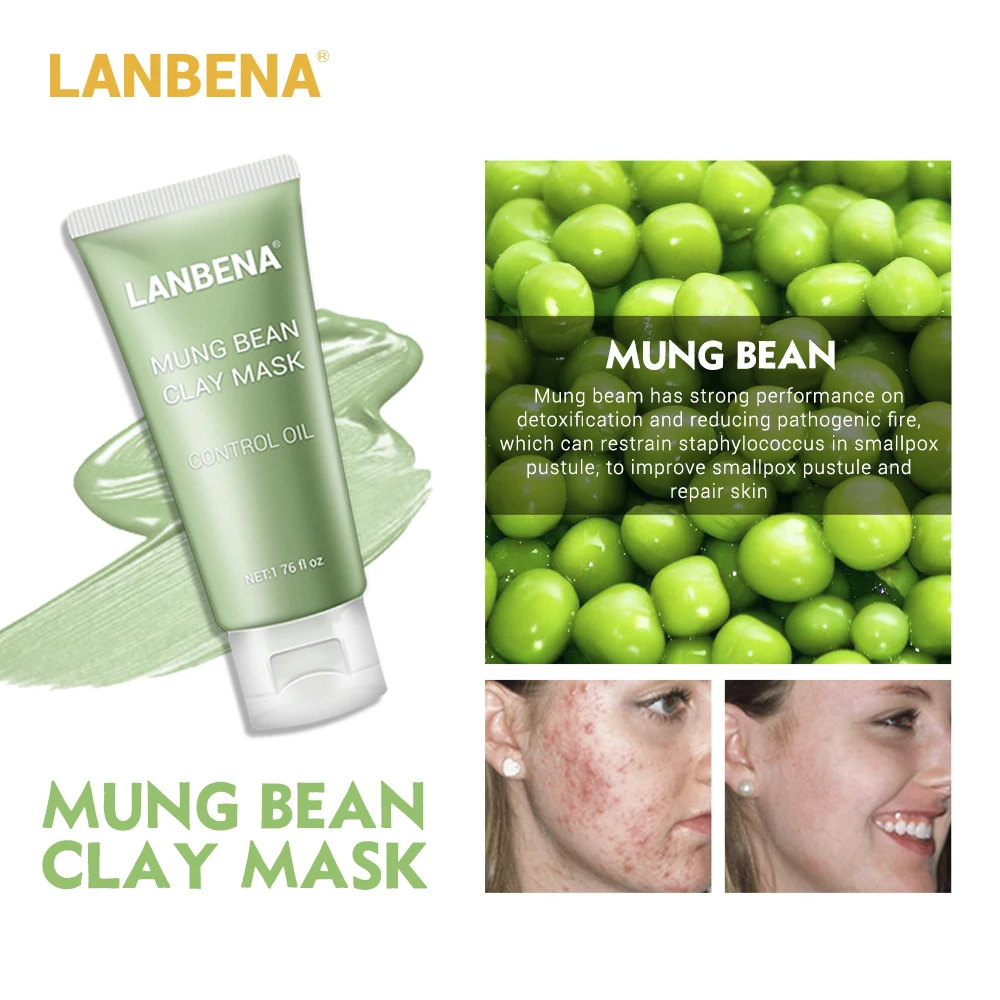 LANBENA Bean Clay маска для лица + бамбуковый уголь черника розовая Глубокая очистка