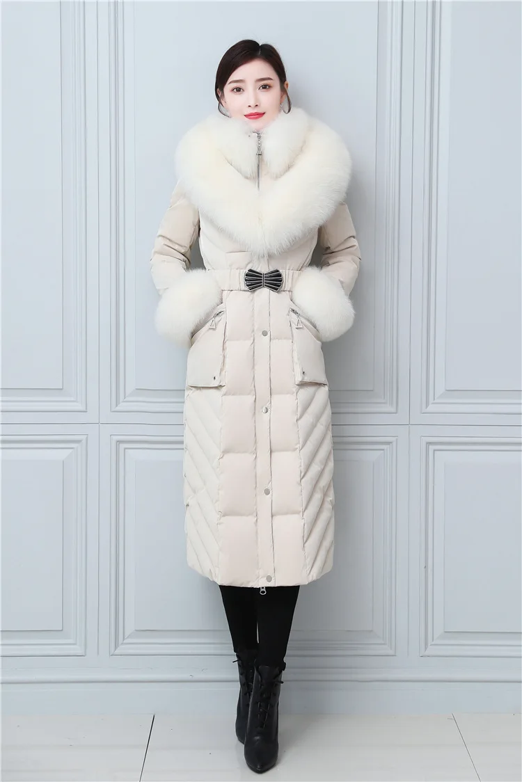 

Winter Down Jacket Women Warm Coat Hooded Real Fox Fur Collar Female Windproof Parka 2020 New Fashion Tops Thick Overcoat Blet