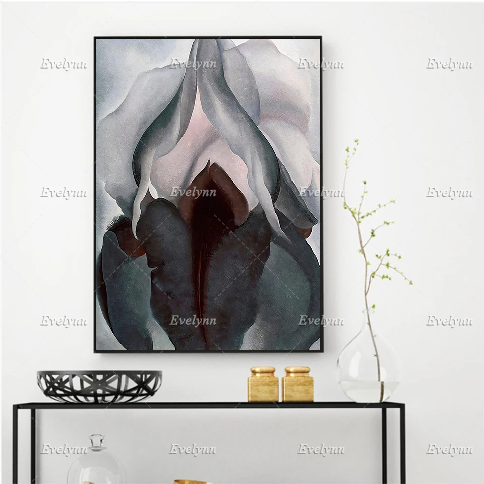 

Georgia O'Keeffe Poster - Black Iris - Minimalism Abstract Wall Art Prints Home Decor Canvas Unique Gift Floating Frame