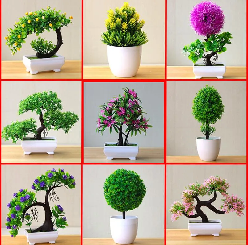 

New Artificial Plants Potted Bonsai Garden Decoration Outdoor Fake Flowers Room Decor Party Table Ornament for Home Garden Decor