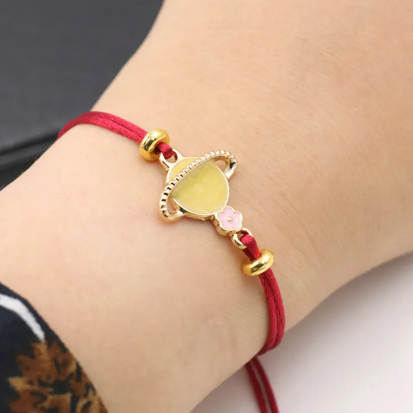Счастливая красная веревочная нить струны кос для женщин браслет золото Цвет