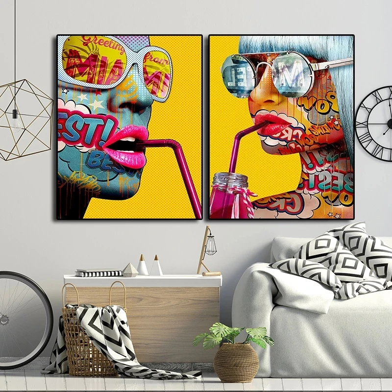 

Graffiti Cool Girl Poster Modern Lady Portrait Posters And Prints Canvas Painting Wall Art for Living Room Home Decor