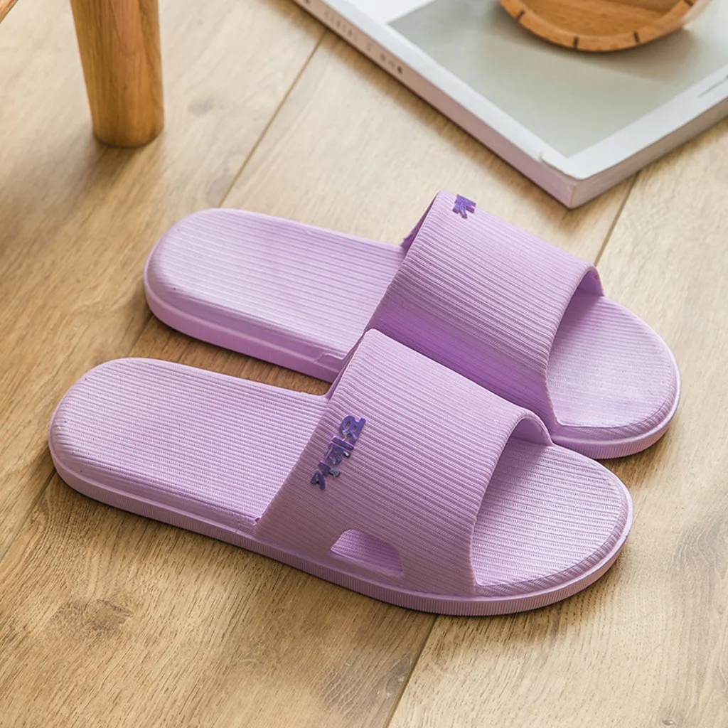 

Women Home Indoors Slippers Solid Floor Family Shoes Non Slip Casual Bathroom Slippers For Ladies Round Toe Summer Beach Sandals