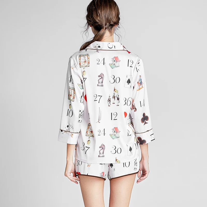 

New Pajama Thin Medium Sleeve Shorts Suit Chun Xia Silk Lady Collar Length Pattern Type Obscene Picture Season