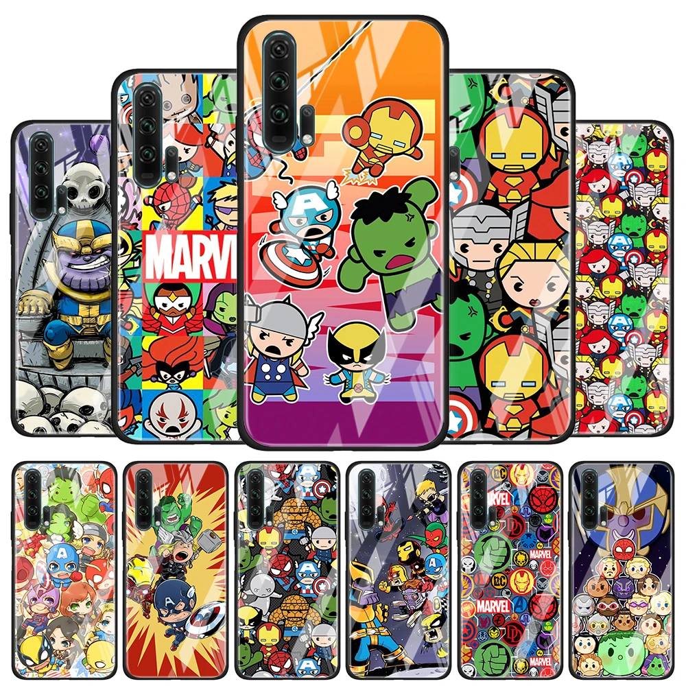 

Marvel cartoon cute for Honor 30 20 10 9X Pro Plus Lite 8X Huawei Y8P Y6P Y5P Y9 Y7 Y6 2019 Tempered Glass Phone Case