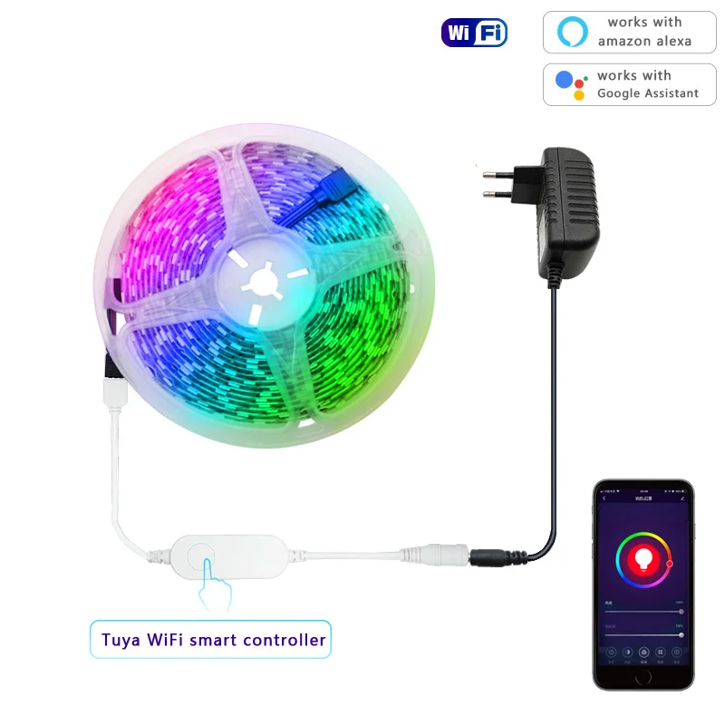 Светодиодная лента Tuya Smart Life с Wi Fi RGB 5050 голосовое управление 12 В 5 м 10 20 лампа для