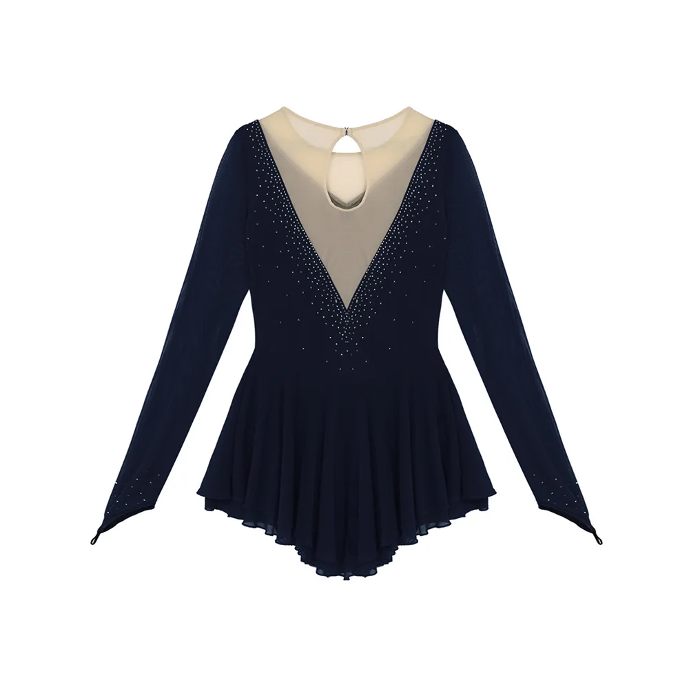 Женское блестящее платье TiaoBug с длинными рукавами для катания на коньках