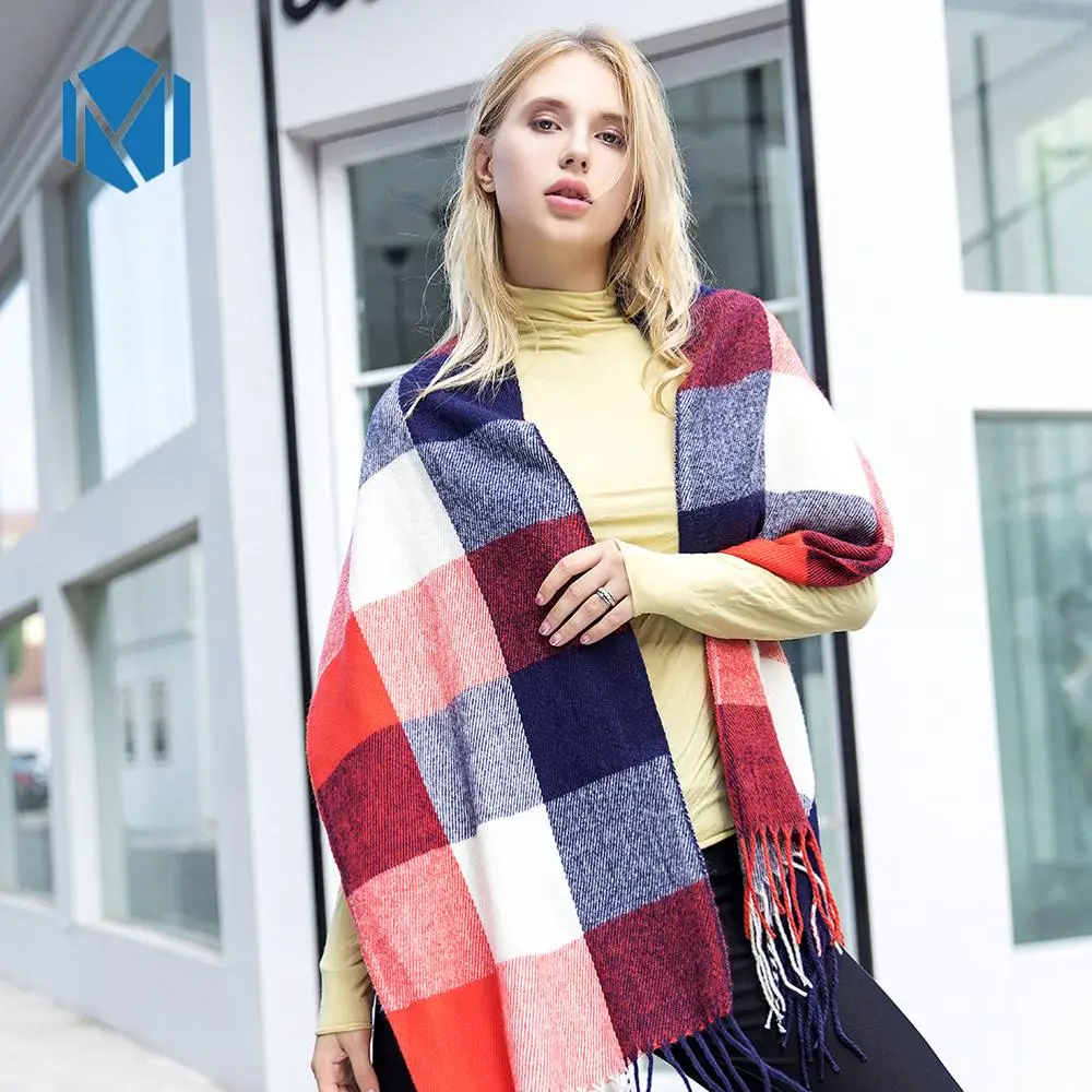Miya Mona 190*35 см шарф из искусственного кашемира в клетку осенне-зимний женский