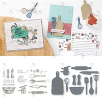 cooking set homemade kitchen tools whisk bowl spoon metal cutting die and stamps scrapbooking background diy maker albums
