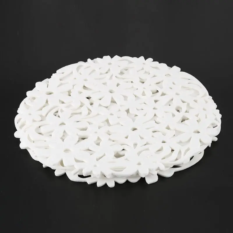 New-4 Pcs Round Laser Cut Flower Felt Placemats Kitchen Dinner Table Mat Pad 30cm | Дом и сад