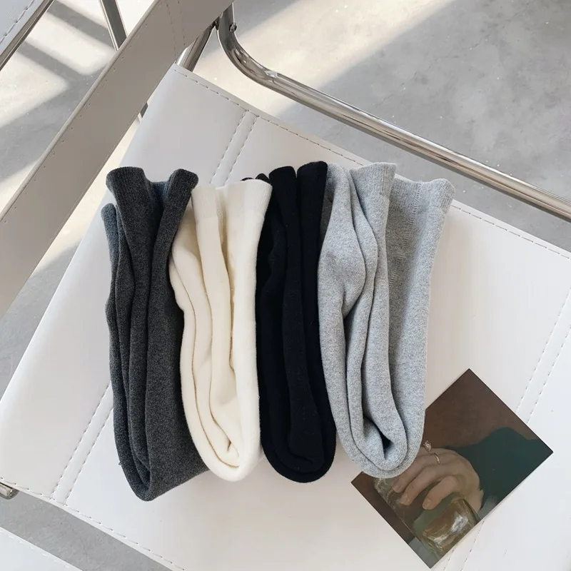 2019 Новое поступление зимние хлопковые однотонные утепленные и теплые чулки в