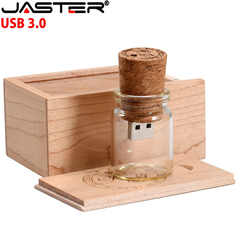JASTER Лидер продаж USB 3 0 стеклянная бутылка для дрифта пробка 4 ГБ 8 16 32 64 держатель