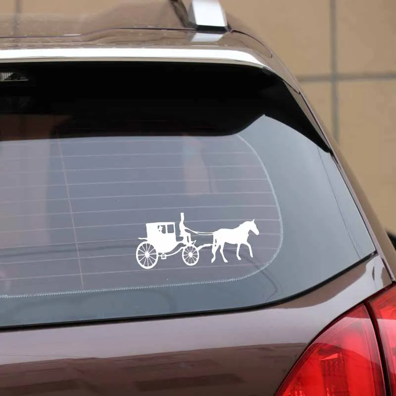 YJZT 17.5CM*7.5CM Interesting Horse Carriage Drive Shadow Vinly Decal Artistic Decor Car Sticker Cute Black/Silver C27-0989 | Автомобили и
