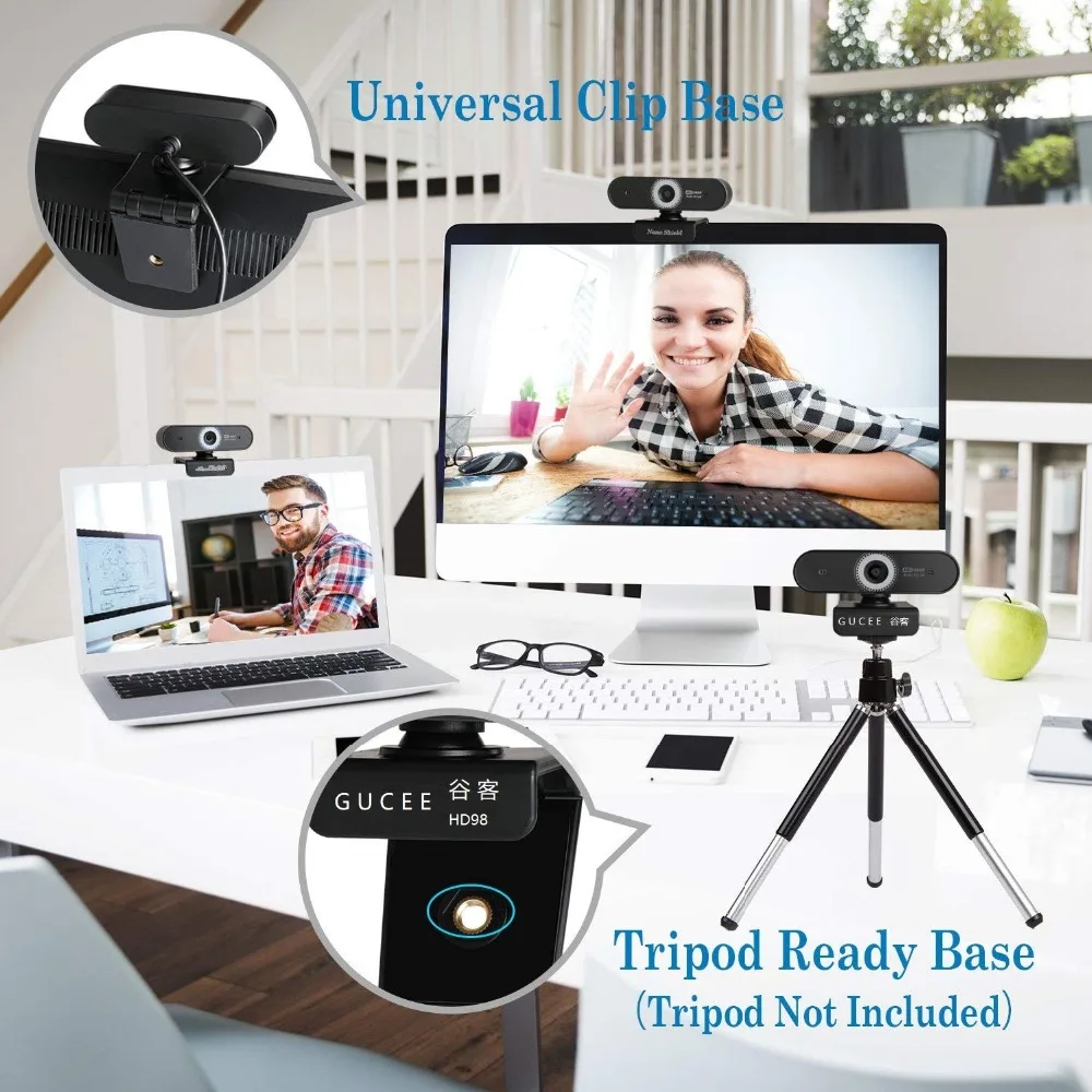 

Webcam 1080P, HDWeb Camera with Built-in HD Microphone 1920 x 1080p USB Plug n Play Web Cam, Widescreen Video