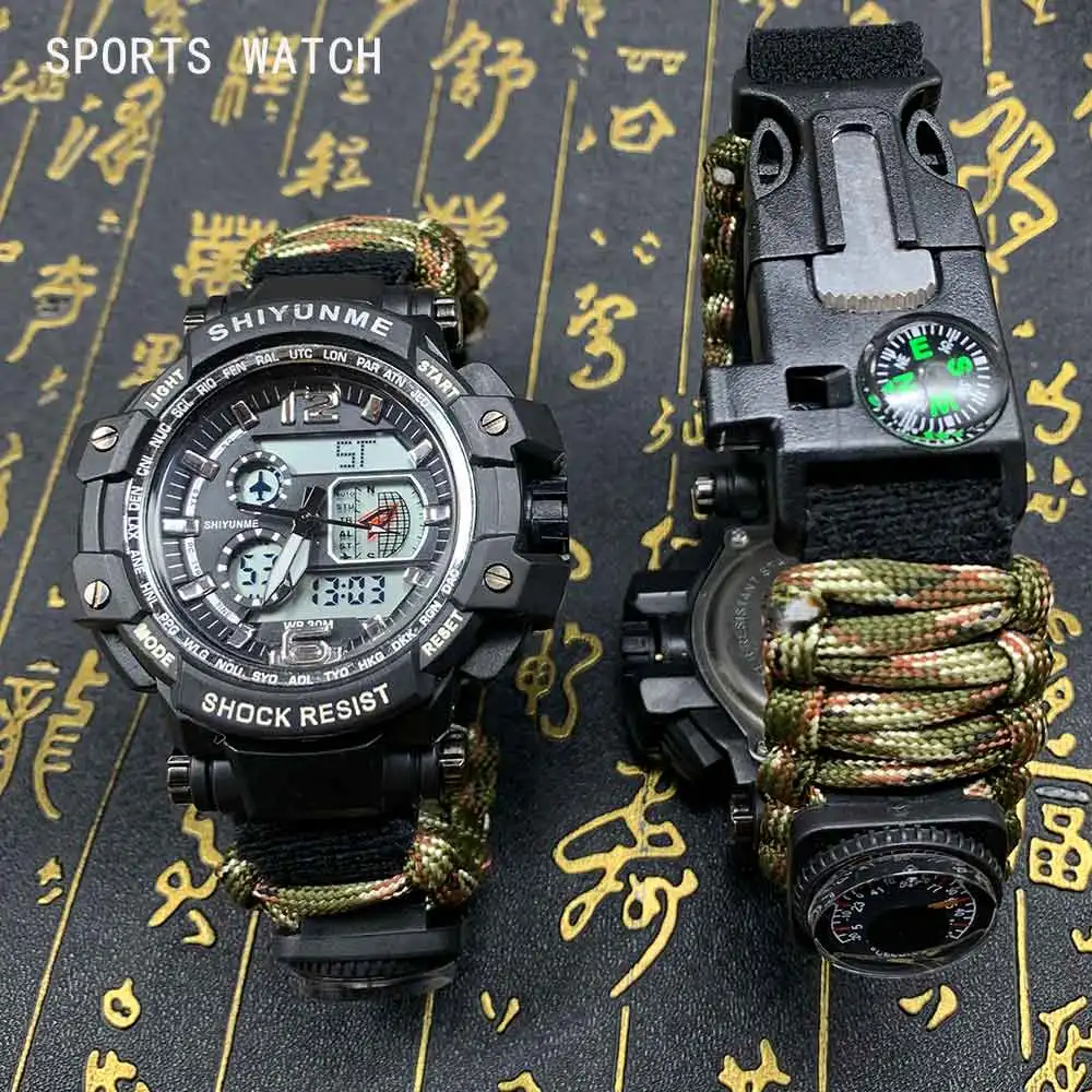 

SHIYUNME Men Military Sports Watches Compass LED Digital Watch Men Time Alarm Waterproof Shock Wristwatches Relogio Masculino
