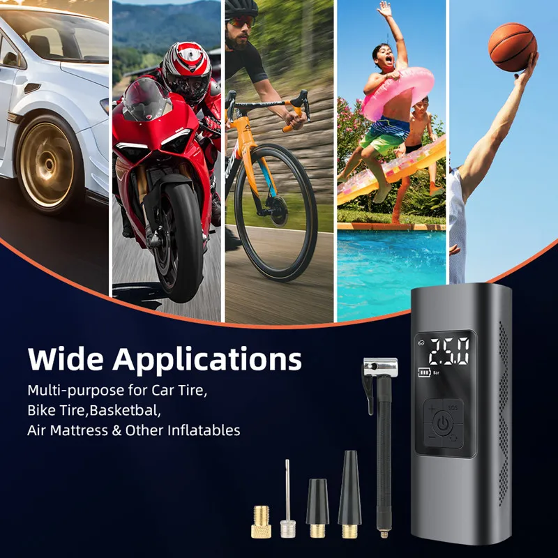 Precio Vtopek-compresor De Aire Portátil Inalámbrico Para Bicicleta, Bomba De Aire De Rueda Eléctrica Para Motocicleta, Infladores De Neumáticos De Coche, Luz De Advertencia Inalámbrica De 6000mAh