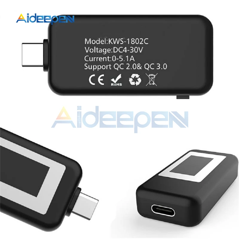 USB TYPE C LCD цифровой измеритель напряжения многофункциональный тестер Вольтметр