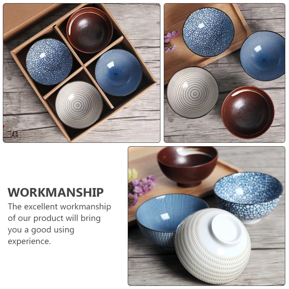 

4 Pcs Japanese Style Ceramic Bowl Multifunctional Soup Bowl Home Noodle Bowl