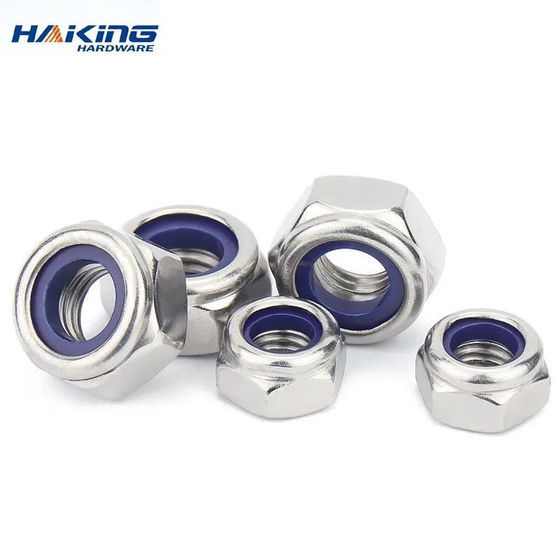 2/5/25pcs Nylon Lock Nut 304 Stainless Steel Hex Hexagon Locknut M2 M2.5 M3 M4 M5 M6 M8 M10 M12 M14 M16 Self-locking Nylon Nuts
