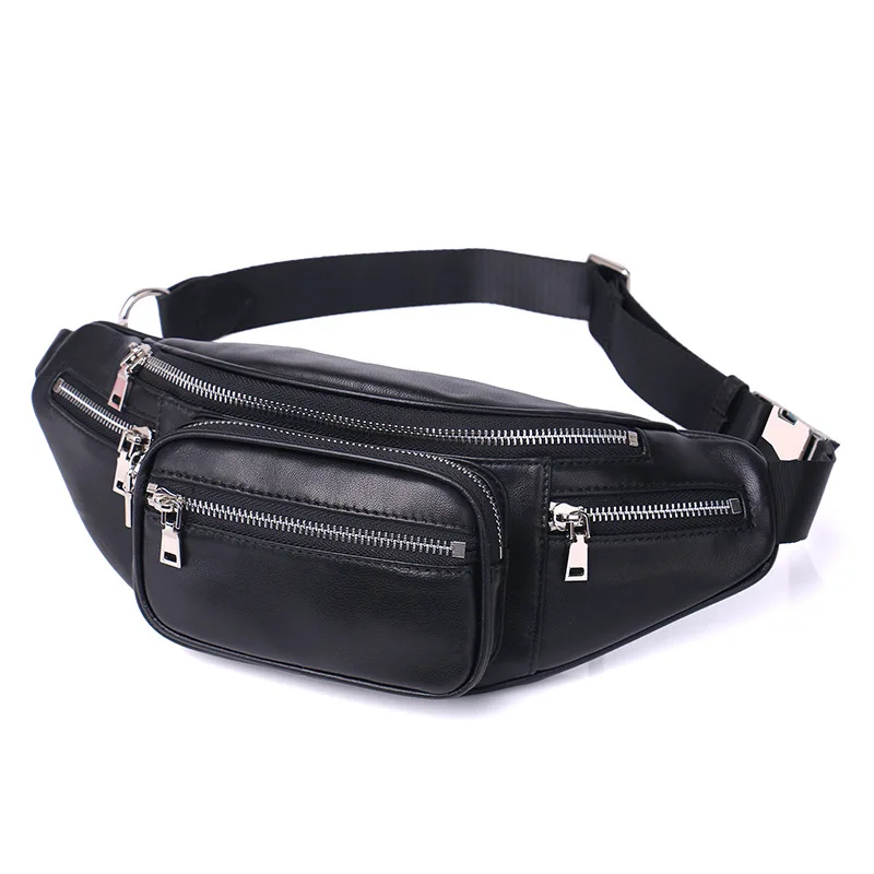 2022 New Women Waist Bag Genuine Leather Sheepskin Messenger Bag Female Phone Pouch Chain Chest Belt Bags Multi-function Packs