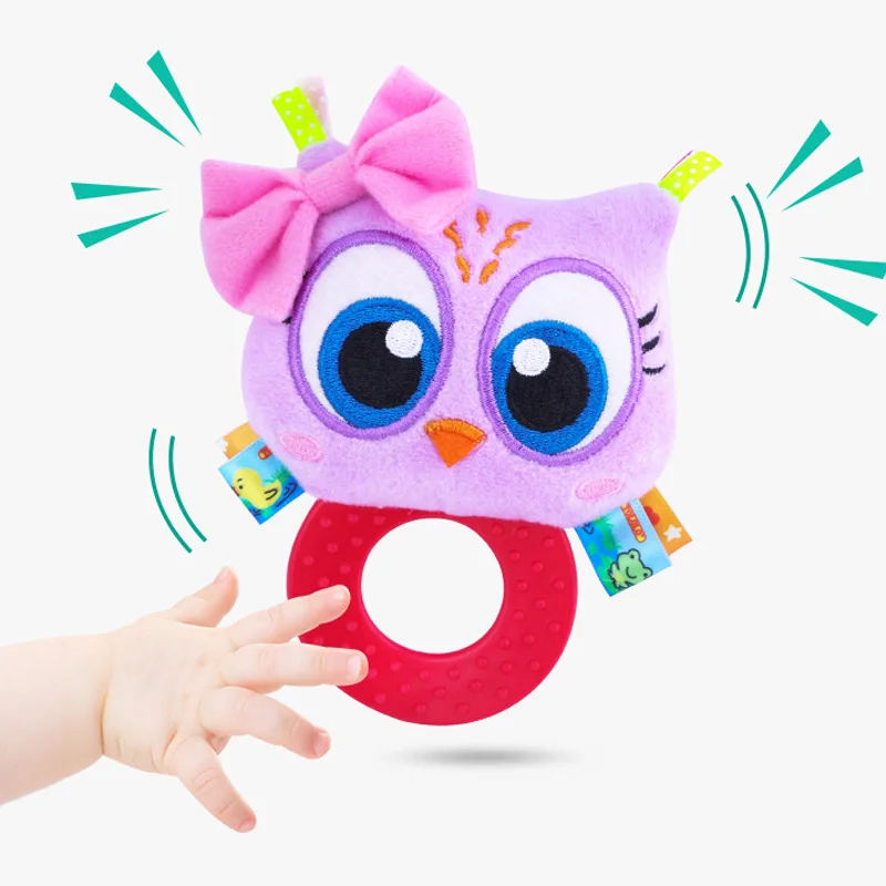 Baby Infant Plush Rattle Stuffed Toy Hand Grasp Teethers Cute Animal Handbell Ring Newborns Early Development Boys Girls Gift