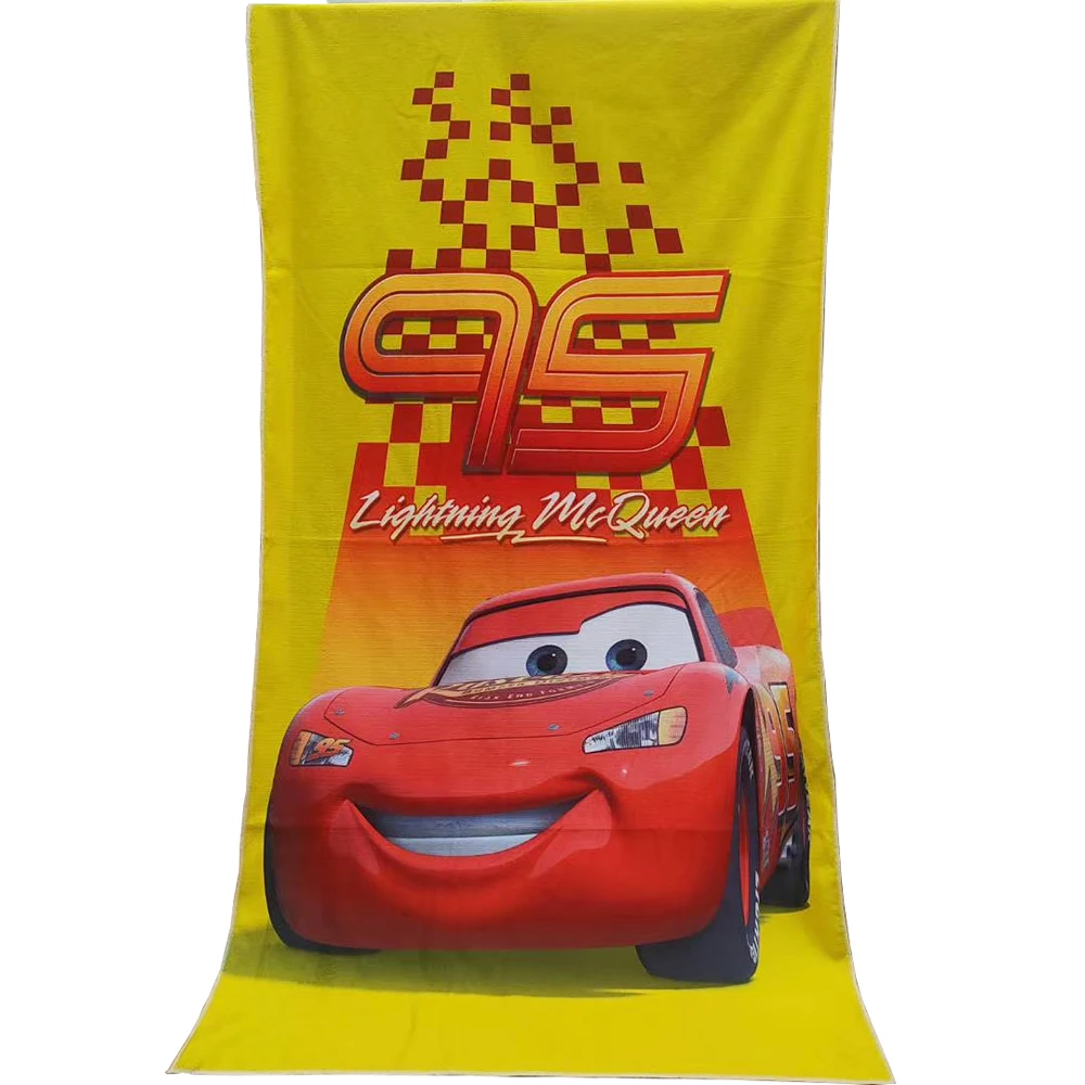 Пляжное полотенце с машинками Disney молнией Маккуин Человек паук Капитан Америка