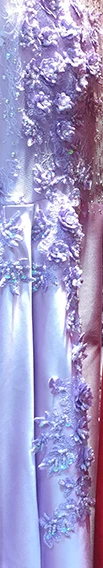 light purple Женское атласное вечернее платье SSYFashion, роскошное длинное бальное платье без рукавов, с цветочным кружевом и бисером, банкетное платье для свадебных торжеств и выпускных вечеринок - Цвет: light purple