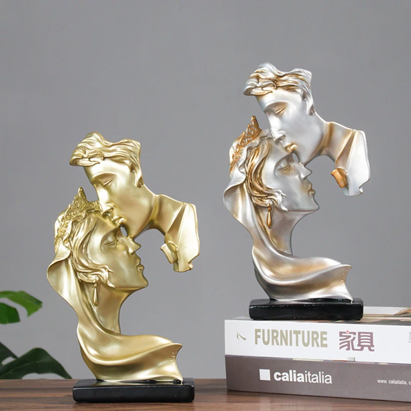 Статуэтка поцелуй для влюбленных статуэтка из смолы украшение офиса и дома