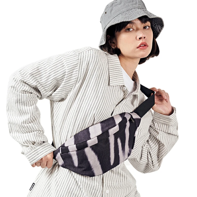 

FREEIN Harajuku Style Zebra Pattern Chest Bag Trendy Satchel Functional Messenger Bag Sports Pockets Oxford Youth Unisex Very Ok
