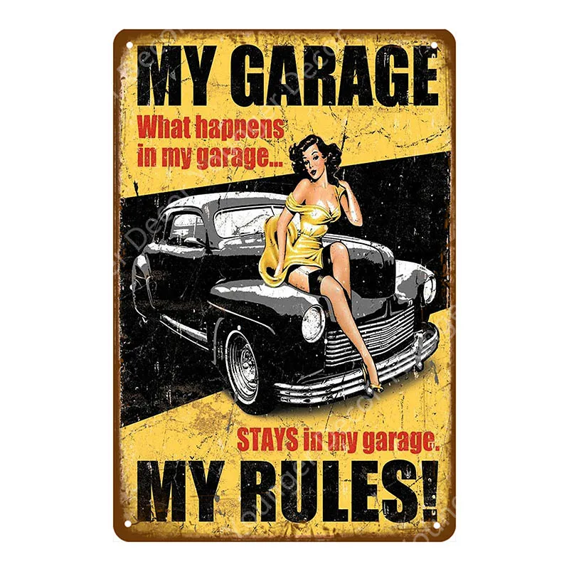 Dad's Garage Pin Up Girl Route 66 жестяная вывеска металлический плакат художественное украшение стены Паб Бар Кафе домашний декор винтажное железное ремесло YI-085 - Цвет: YD2771EI