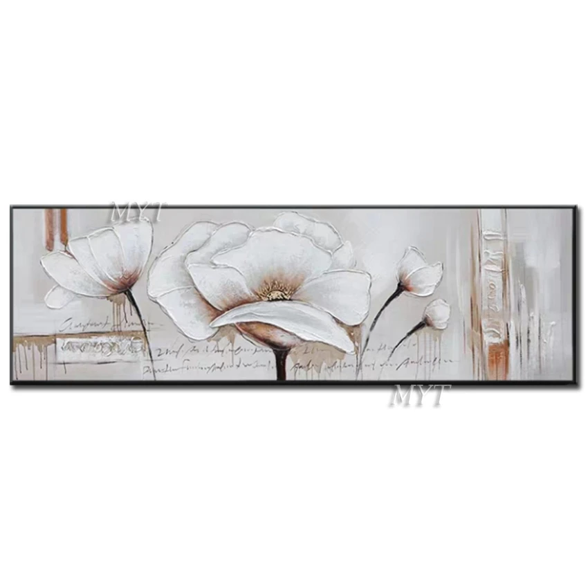 

Абстрактная картина маслом на холсте с белыми цветами для гостиной, домашние картины, рисование на Современной Масляной стене, картины без ...