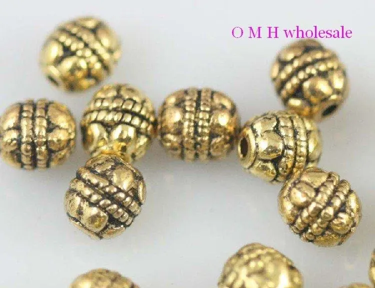 

OMH wholesale Free ship 30pcs 50pcs golden spacer beads Jewelry metal beads 6mm ZL506