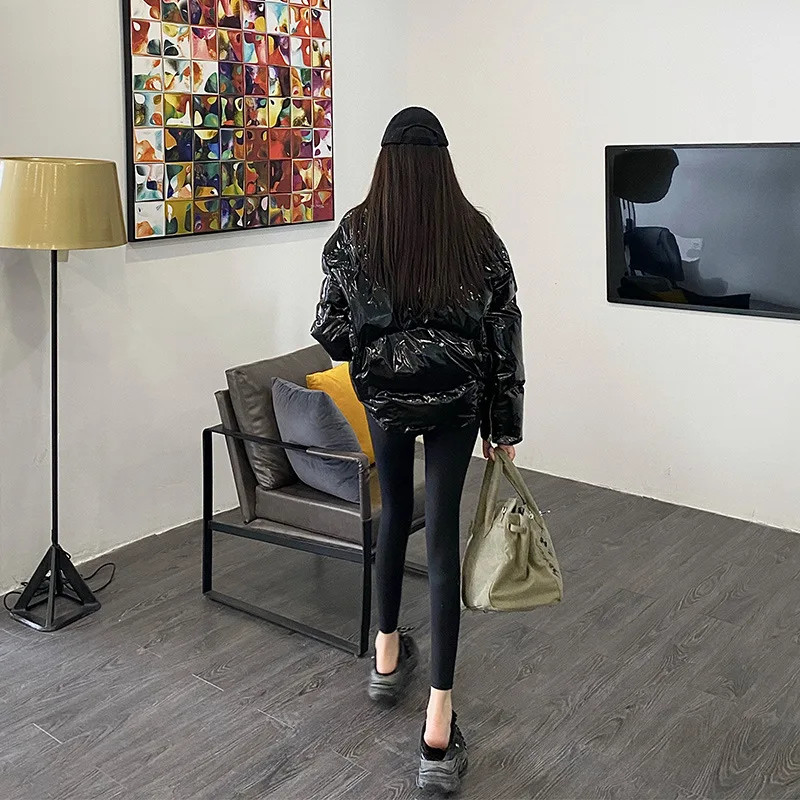 

dong qiu joker short coat 2020 new female glossy velvet collar zipper double-breasted thickening cotton-padded jacket