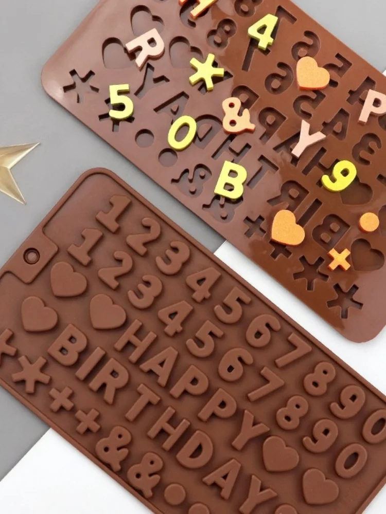

DIY Silicone Mold Digital English Love Heart Shape Chocolate Chip Fondant Biscuit Jelly Ice Tray Creative Silicone Baking Mold