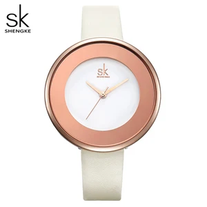 shengke brand luxury watch women leather wristwatch top brand quartz watch fashion watch ultra thin belt hot clock reloj mujer free global shipping