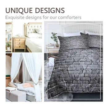 BeddingOutlet Bricks Thin Quilt Set 3D Wall Air-conditioning Comforter Natural Inspired Bed Cover Vintage Summer Blanket 3pcs 3